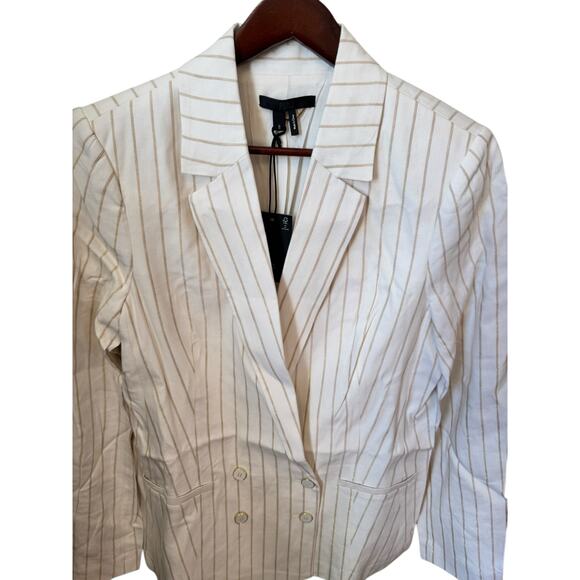 PAIGE NWT Rosette Striped Double Breasted Linen Blend Blazer Size 8 $379 MSRP - Picture 5 of 15